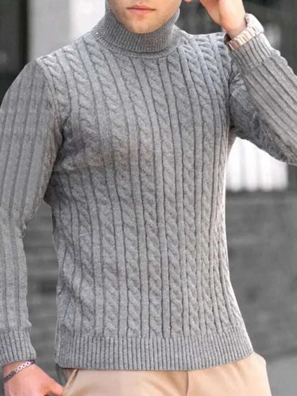 Sleek Stretchy Turtleneck Sweater for Men - Perfect Casual Elegance - MENLL