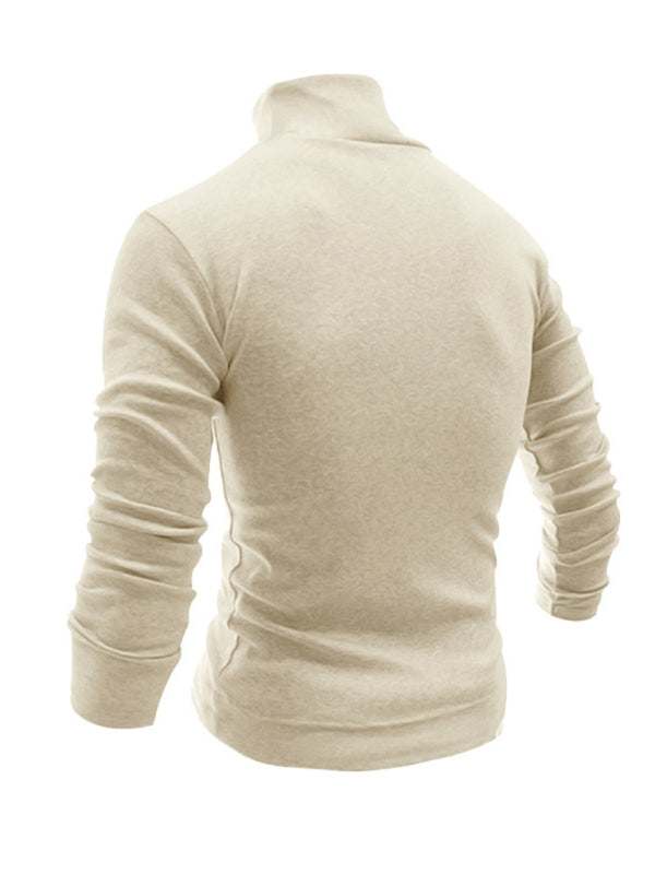 Stylish Men's High Collar Long Sleeve Turtleneck Tee for Effortless Layering - MENLL