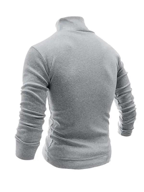 Stylish Men's High Collar Long Sleeve Turtleneck Tee for Effortless Layering - MENLL