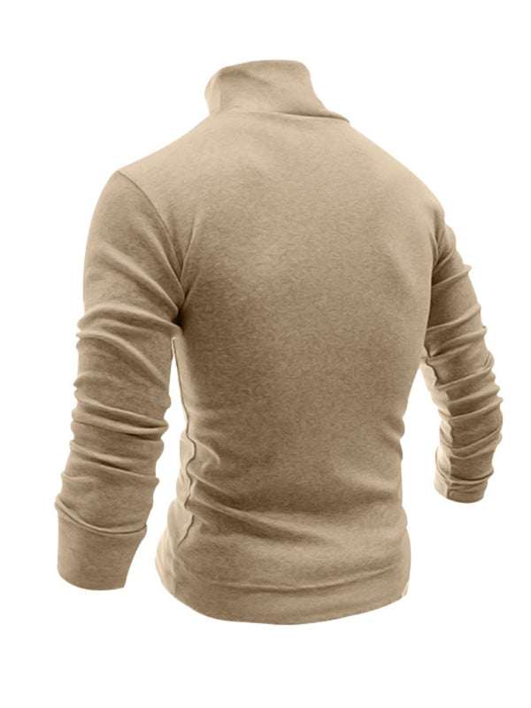 Stylish Men's High Collar Long Sleeve Turtleneck Tee for Effortless Layering - MENLL