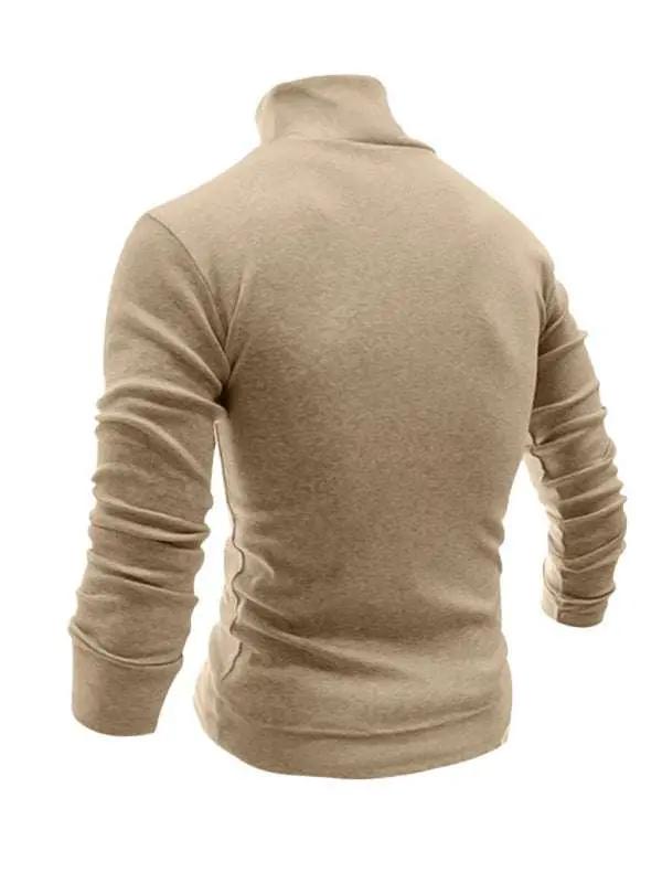 Stylish Men's High Collar Long Sleeve Turtleneck Tee for Effortless Layering - MENLL