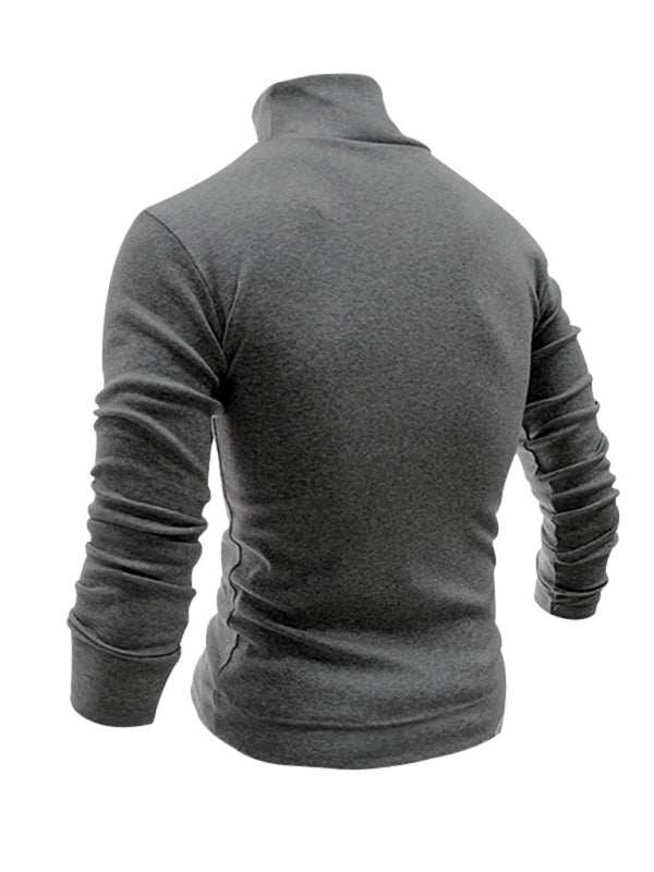 Stylish Men's High Collar Long Sleeve Turtleneck Tee for Effortless Layering - MENLL