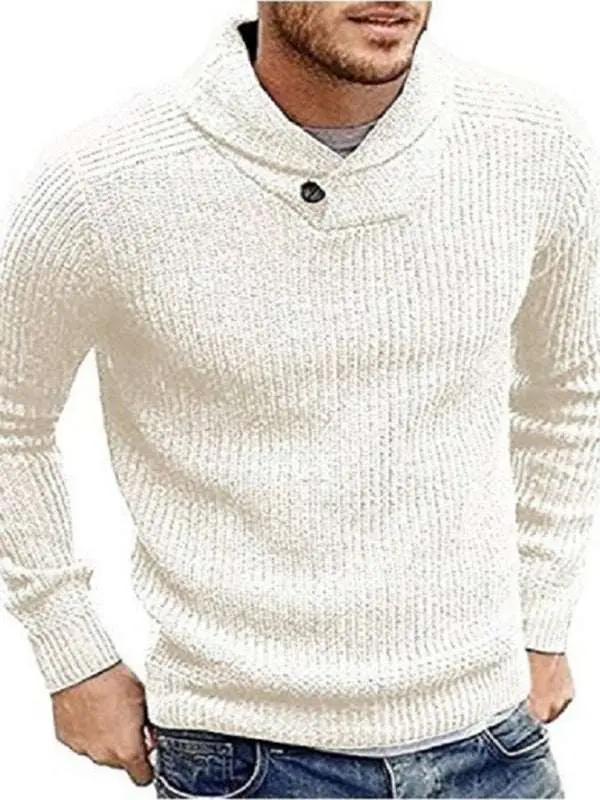 Classic Lapel Button Pullover Sweater for Men - Casual Comfort with Sleek Style - MENLL