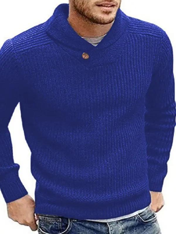Classic Lapel Button Pullover Sweater for Men - Casual Comfort with Sleek Style - MENLL