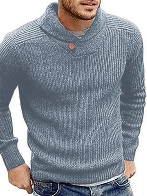 Classic Lapel Button Pullover Sweater for Men - Casual Comfort with Sleek Style - MENLL