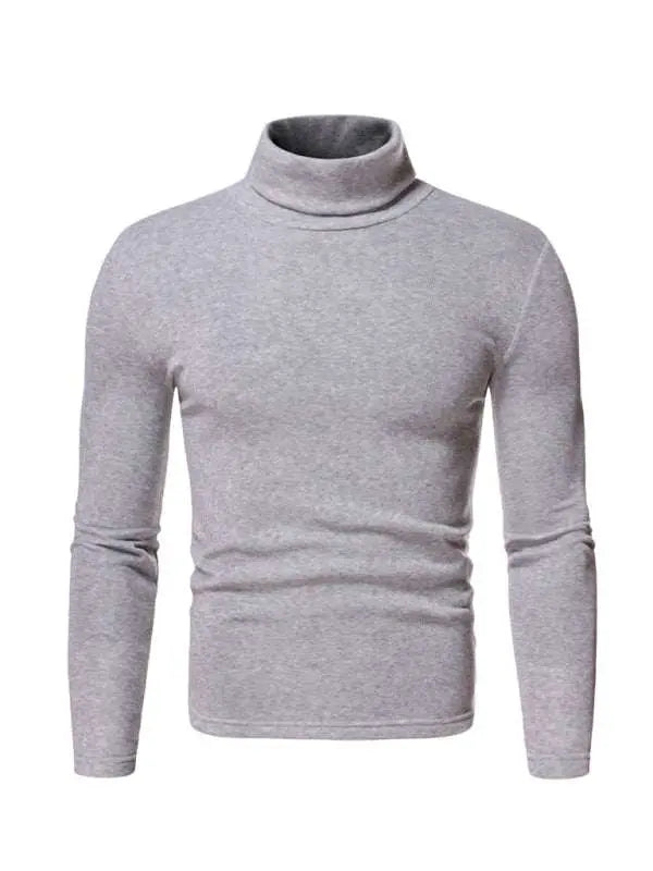 MENLL Burgundy Fleece Turtleneck Men's Casual Pullover Warm Knit Top by MENLL