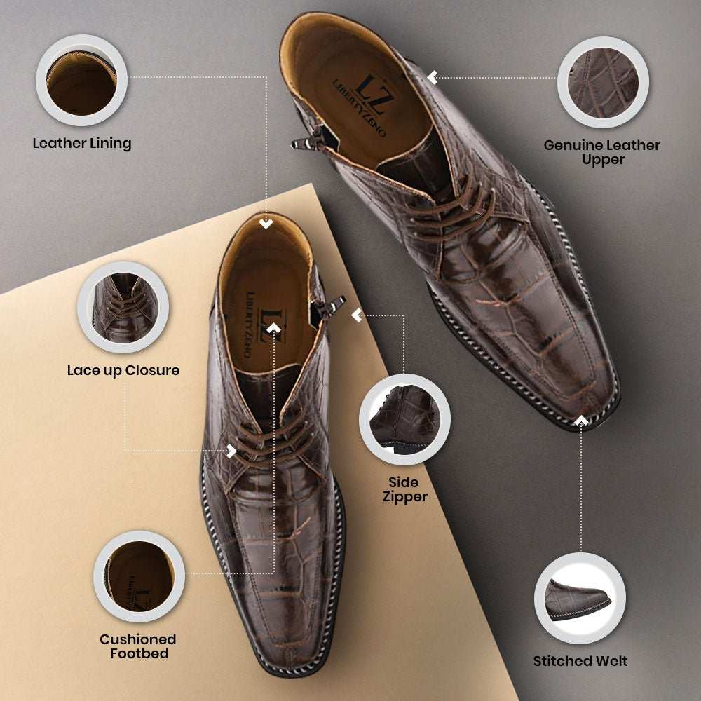 Liam Genuine Leather Lace-Up Style Boots for Men - MENLL