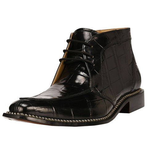 Liam Genuine Leather lace-up boots for men with stitching detail and 1-inch heel.
