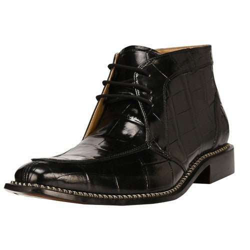 Liam Genuine Leather lace-up boots for men with stitching detail and 1-inch heel.
