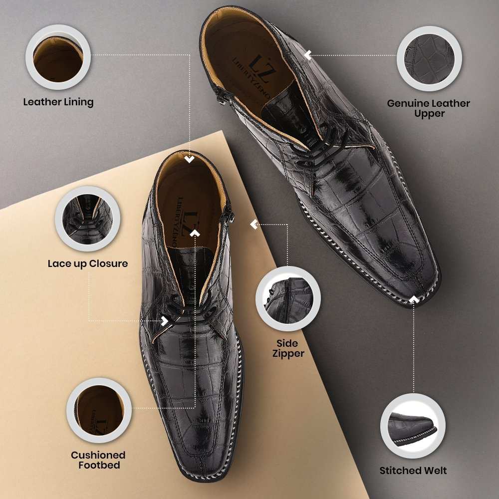 Liam Genuine Leather Lace-Up Style Boots for Men - MENLL