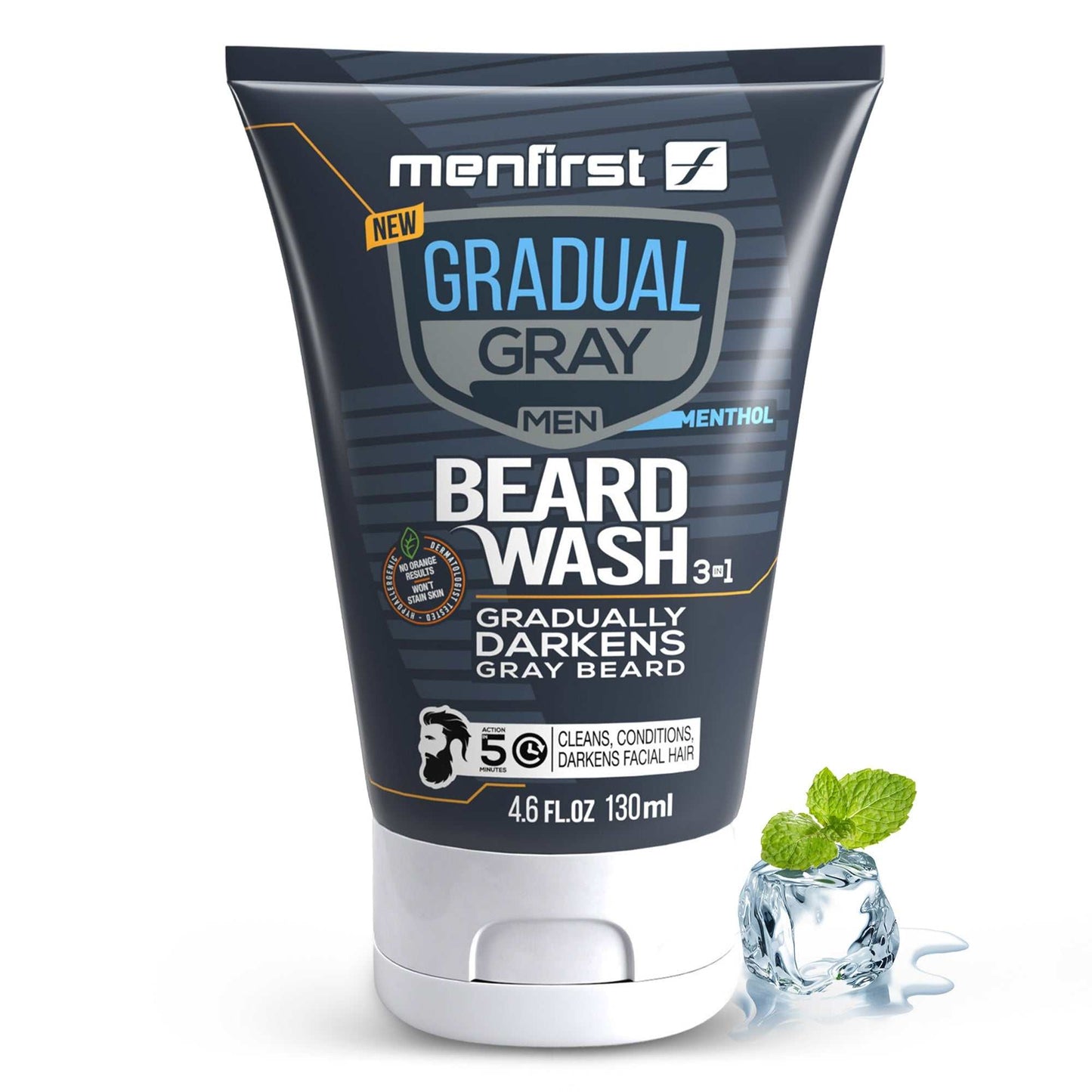 Menfirst Gradual Gray - Beard Wash - Natural Darkening Formula - 1 Pack - 4.6 oz Each - MENLL