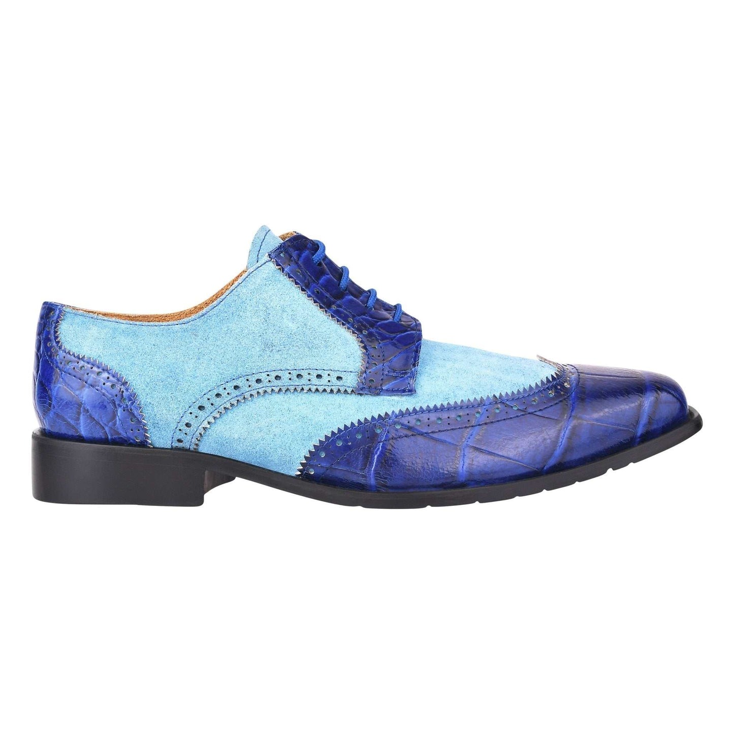 Macon Leather and Suede Crocodile Printed Oxford Dress Shoes - MENLL
