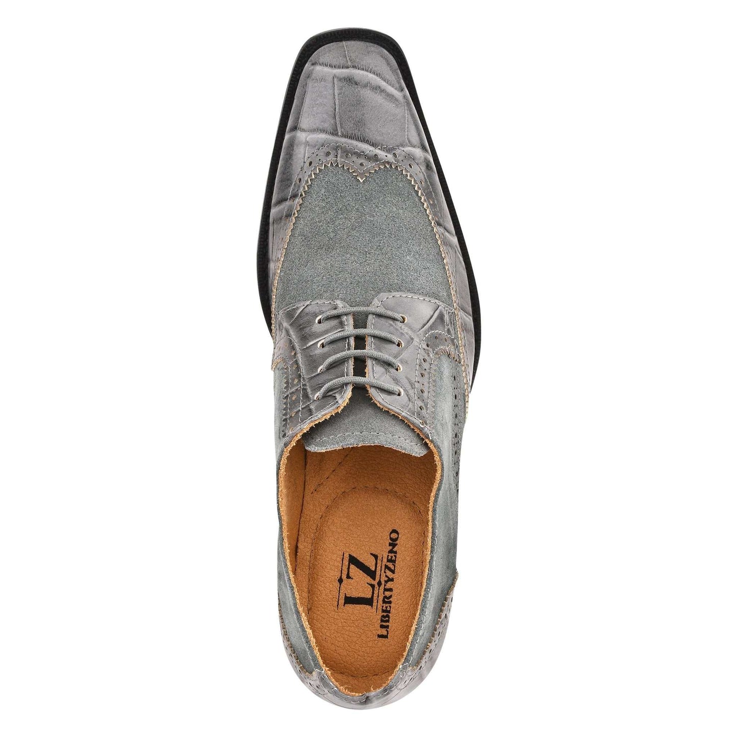 Macon Leather and Suede Crocodile Printed Oxford Dress Shoes - MENLL