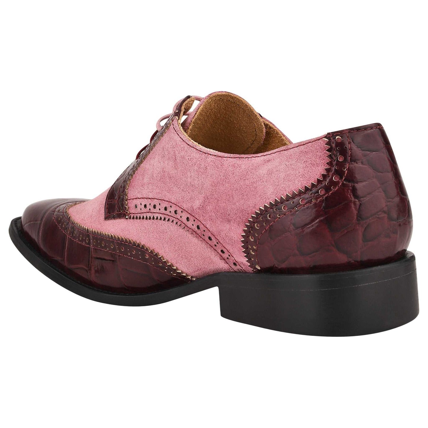 Macon Leather and Suede Crocodile Printed Oxford Dress Shoes - MENLL