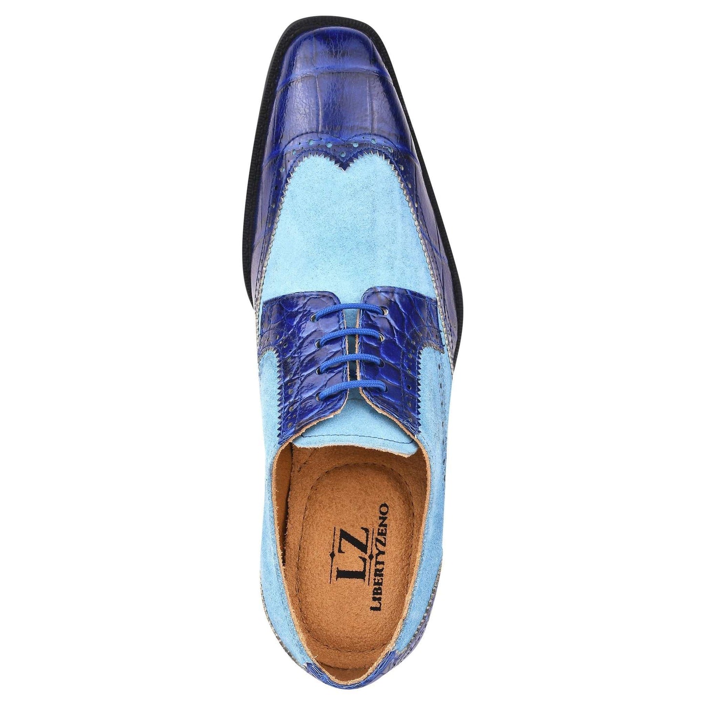 Macon Leather and Suede Crocodile Printed Oxford Dress Shoes - MENLL