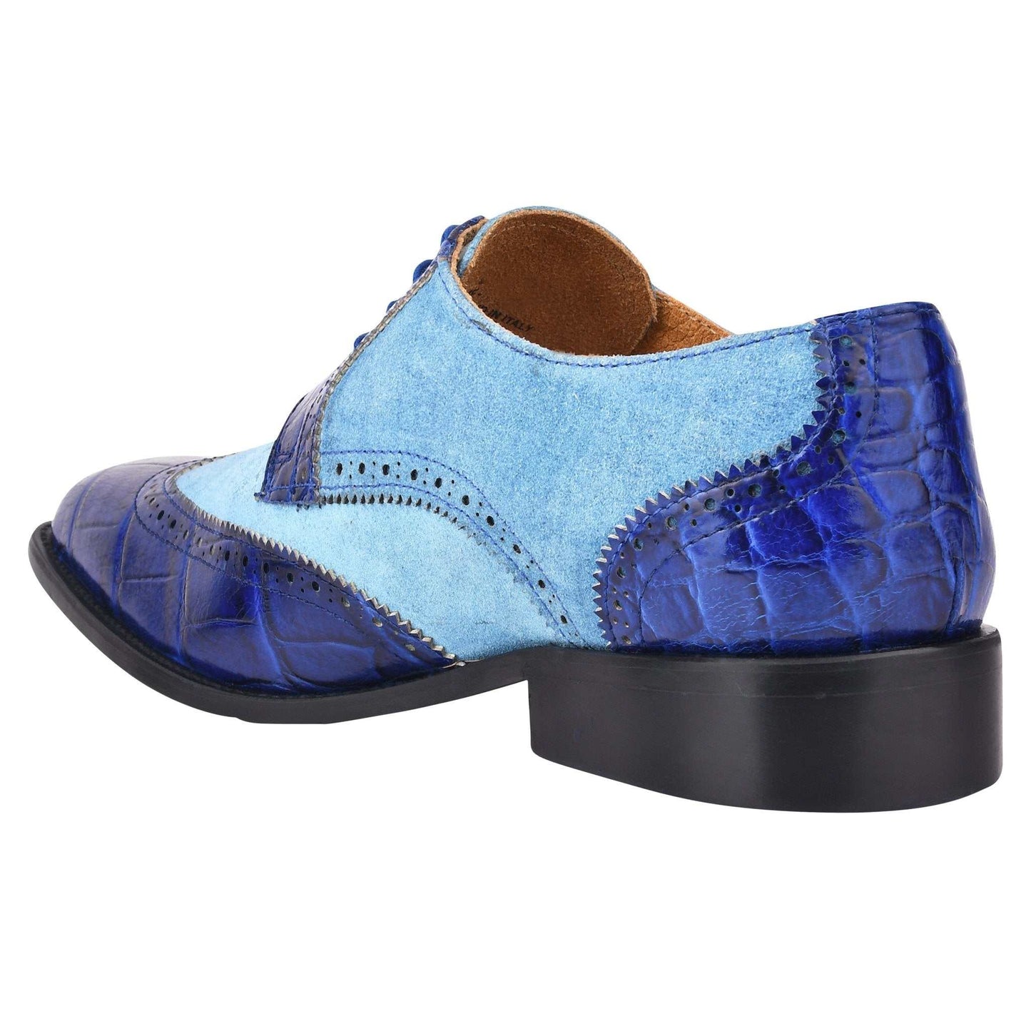Macon Leather and Suede Crocodile Printed Oxford Dress Shoes - MENLL