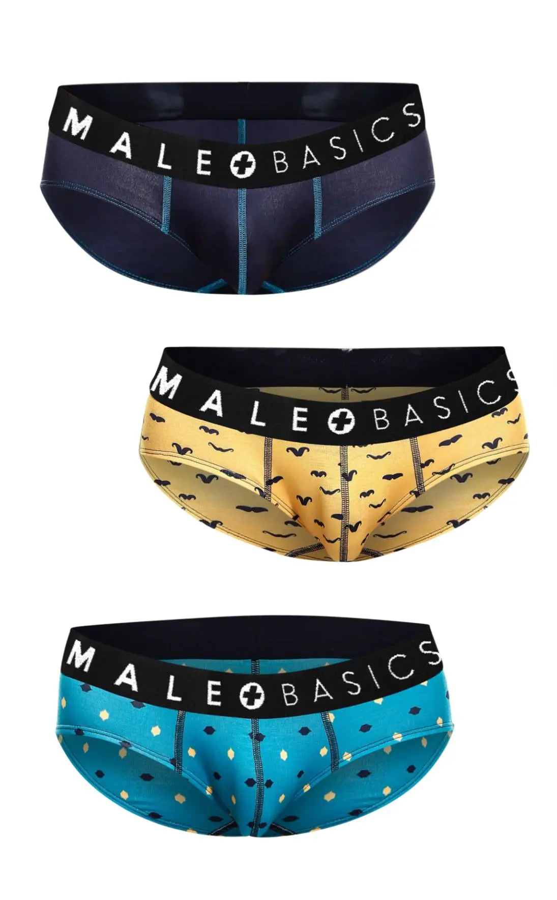 MaleBasics 3-Pack Brief Prints Stache by Malebasics