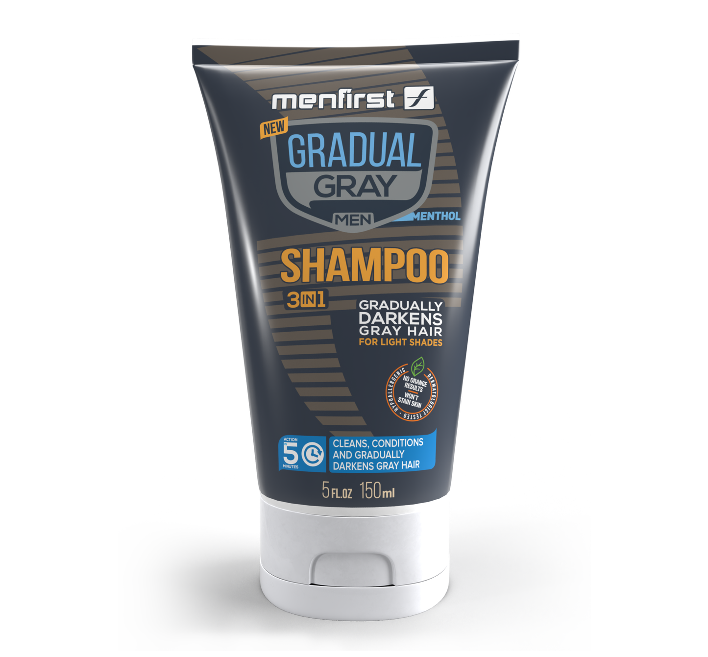 Menfirst Gradual Gray - 3-in-1 Shampoo - Natural Darkening Formula - 1 Pack - 5 Oz Each - MENLL