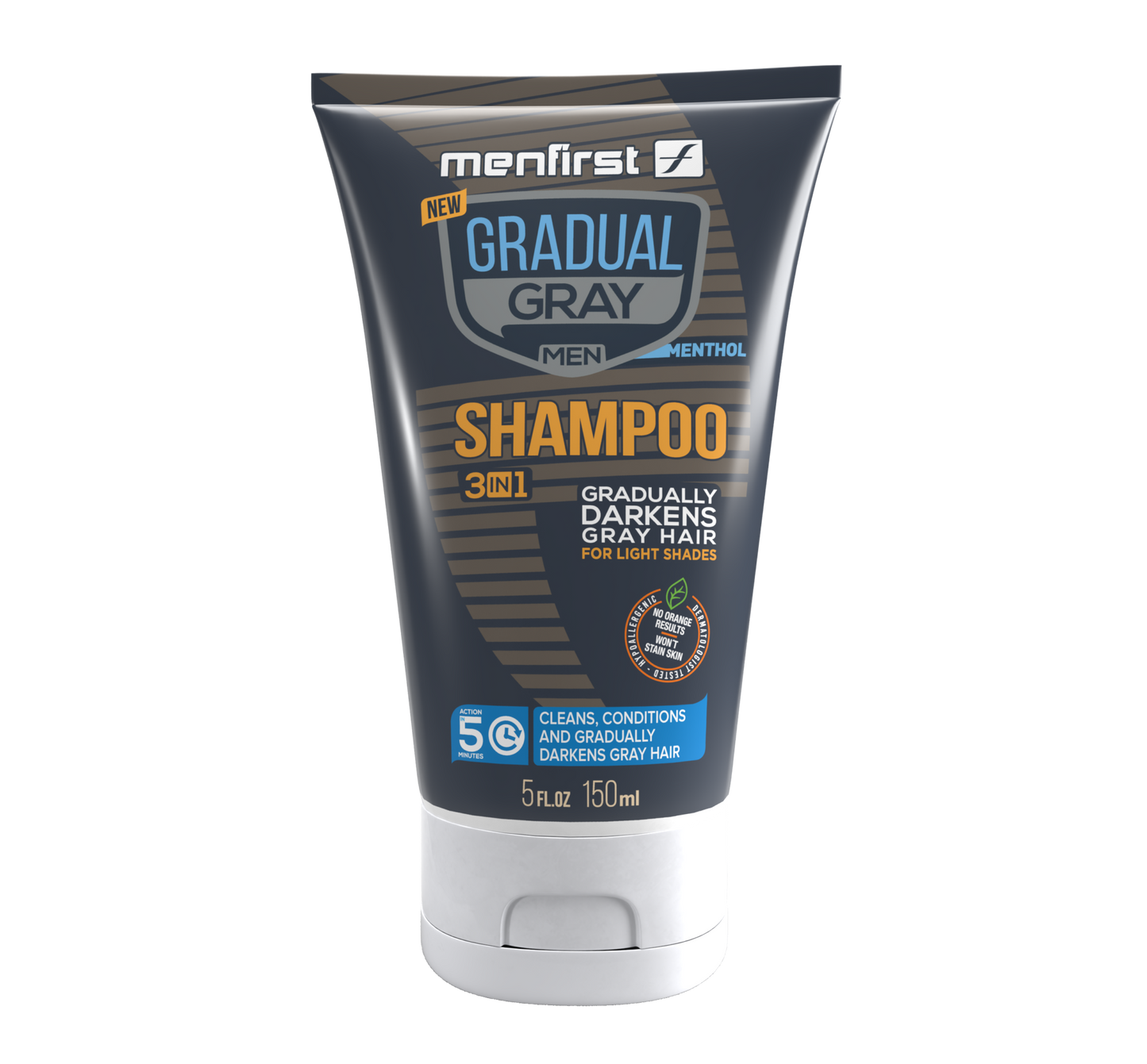 Menfirst Gradual Gray - 3-in-1 Shampoo - Natural Darkening Formula - 1 Pack - 5 Oz Each - MENLL