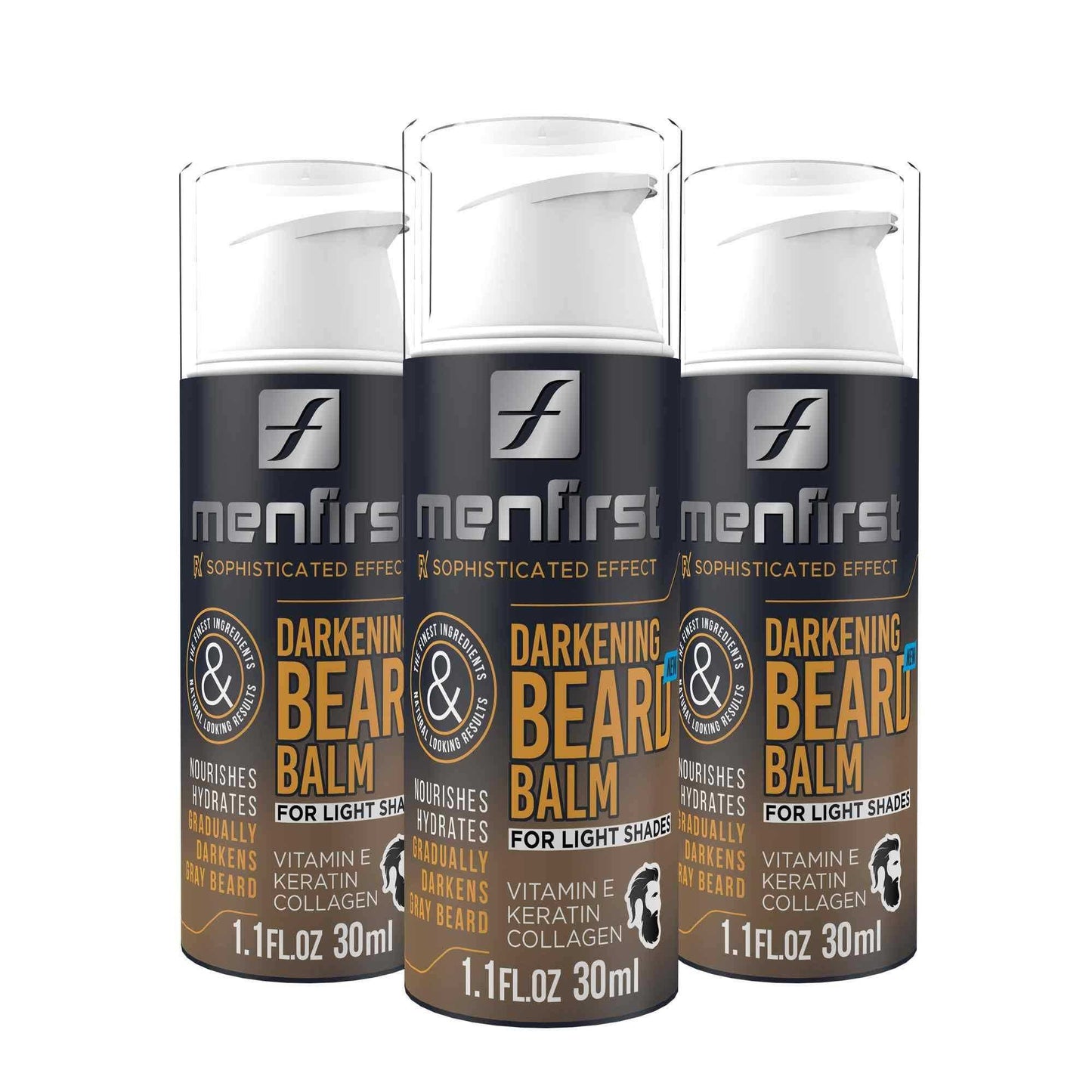 Menfirst Gradual Gray - Beard Balm - Natural Darkening Formula - 3 Pack - 1.1 Oz each - MENLL