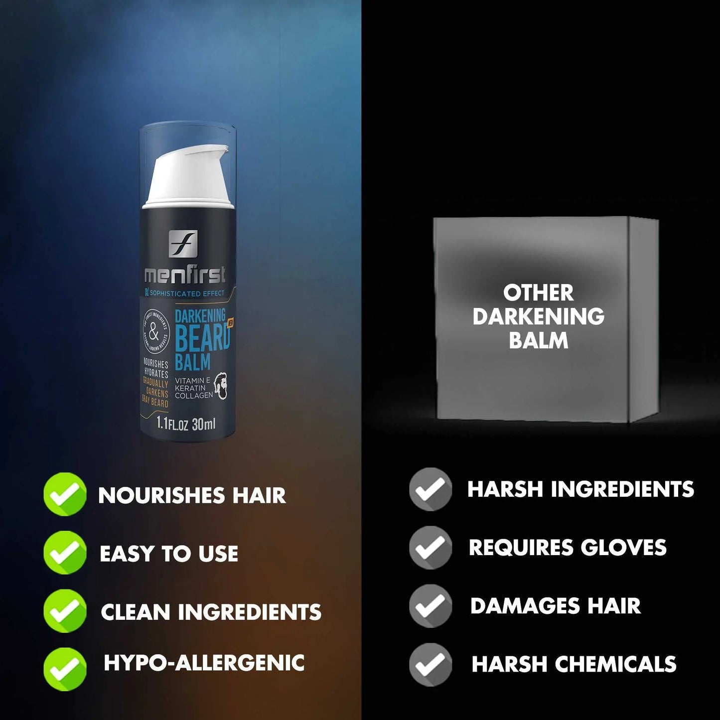 Menfirst Gradual Gray Darkening Beard Balm Men's Beard Care 3-Pack - Natural Color by Menfirst