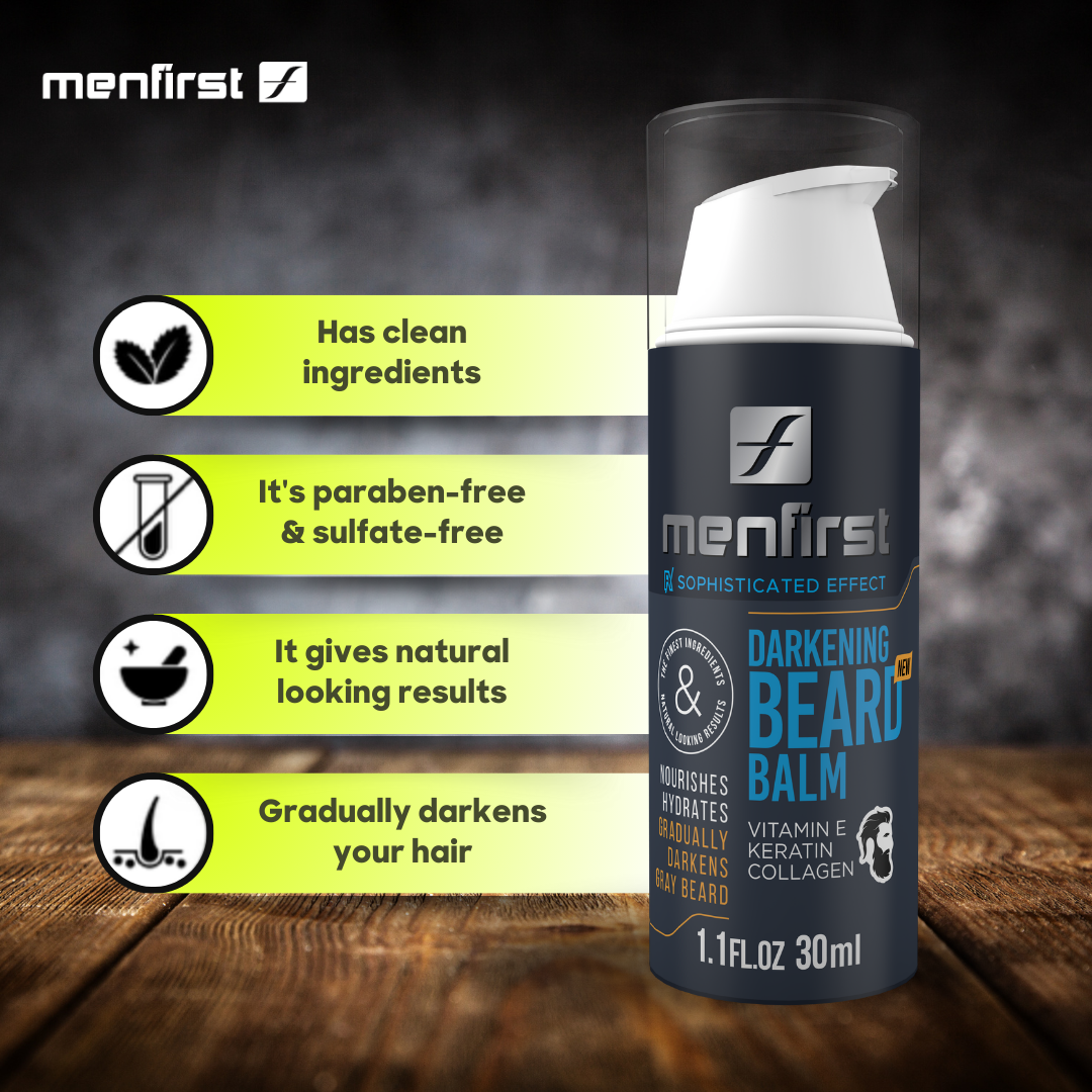 Menfirst Gradual Gray - Beard Balm - Natural Darkening Formula - 3 Pack - 1.1 Oz each - MENLL