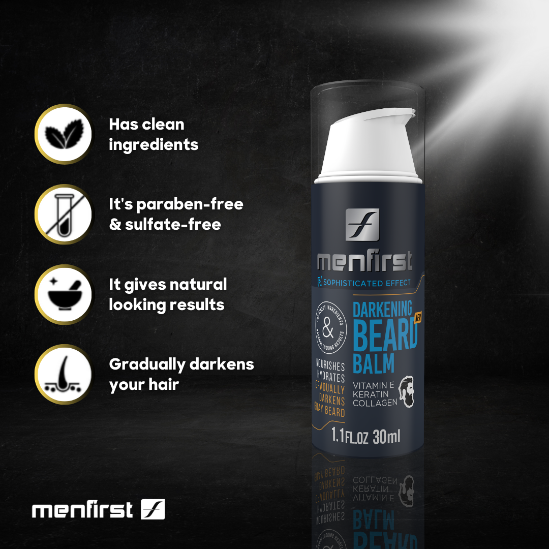Menfirst Gradual Gray - Beard Balm - Natural Darkening Formula - 3 Pack - 1.1 Oz each - MENLL