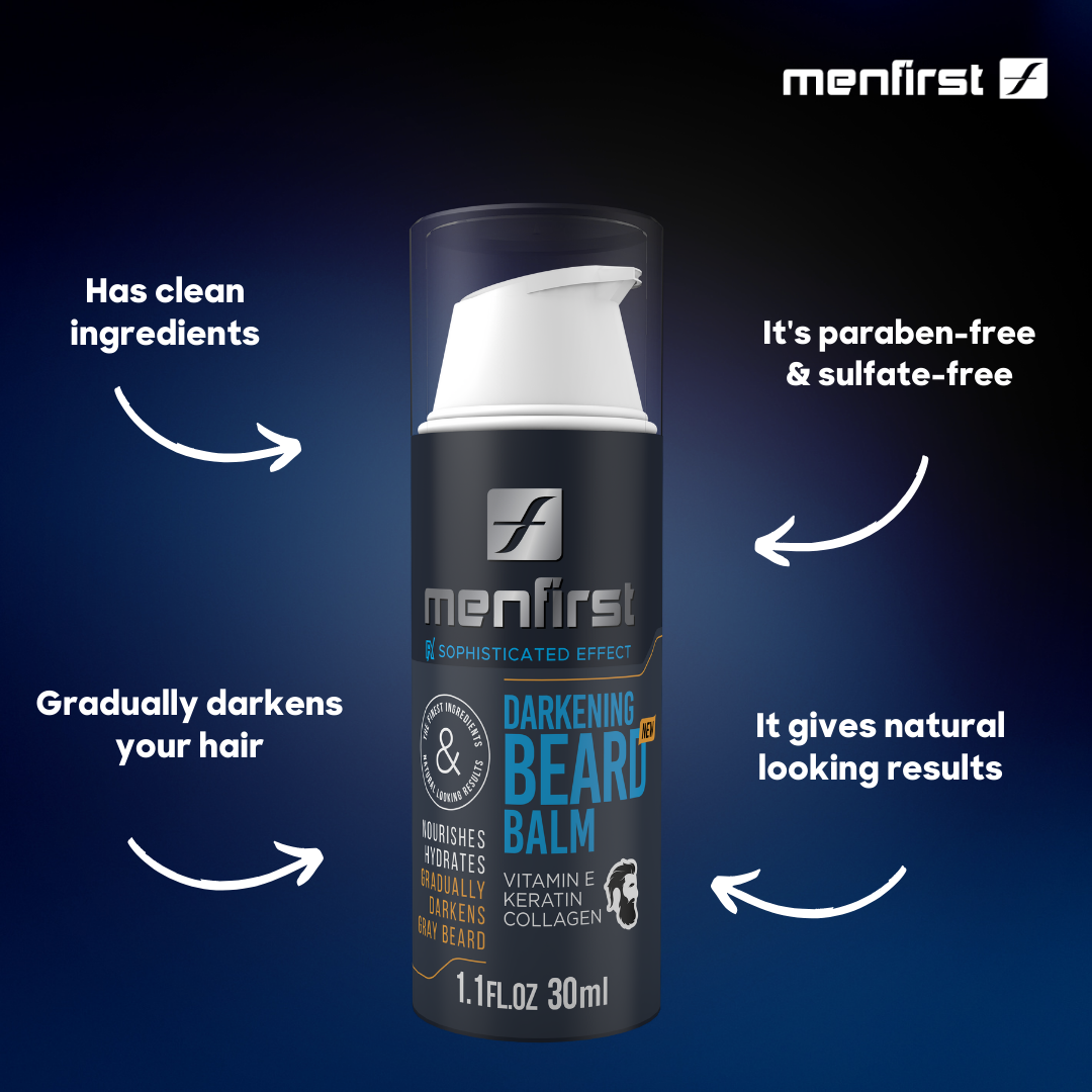Menfirst Gradual Gray - Beard Balm - Natural Darkening Formula - 3 Pack - 1.1 Oz each - MENLL