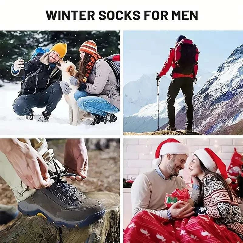 Ultimate Comfort 5-Pair Merino Wool Thermal Socks for Men - Super Thick Hiking Gear for Cold Weather Adventures - MENLL