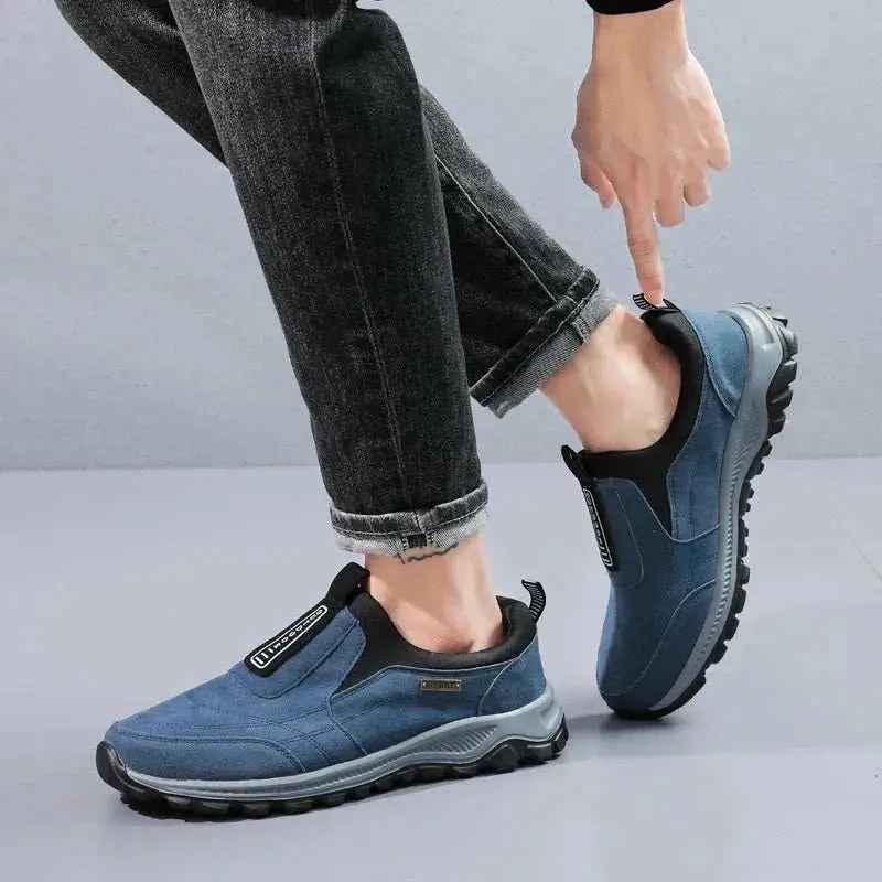 MENLL Beige Slip On Sneakers Men's Casual Shoes Lightweight Comfort by MENLL