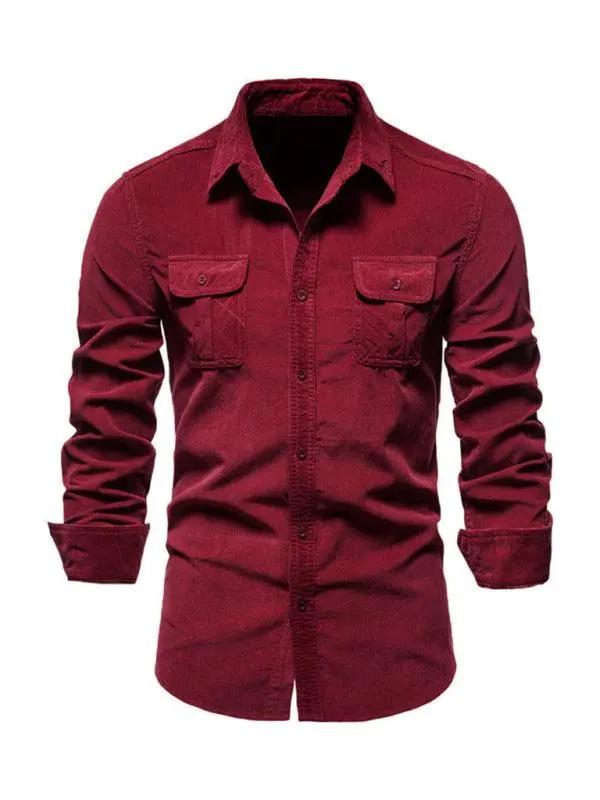 Chic Men's Corduroy Casual Long-Sleeve Shirt - Slim Fit & Soft Comfort for Every Occasion - MENLL