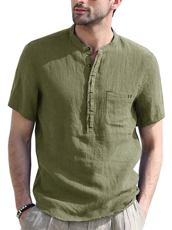 Breezy Linen-Cotton Short-Sleeve Shirt for Effortless Spring-Summer Style - MENLL