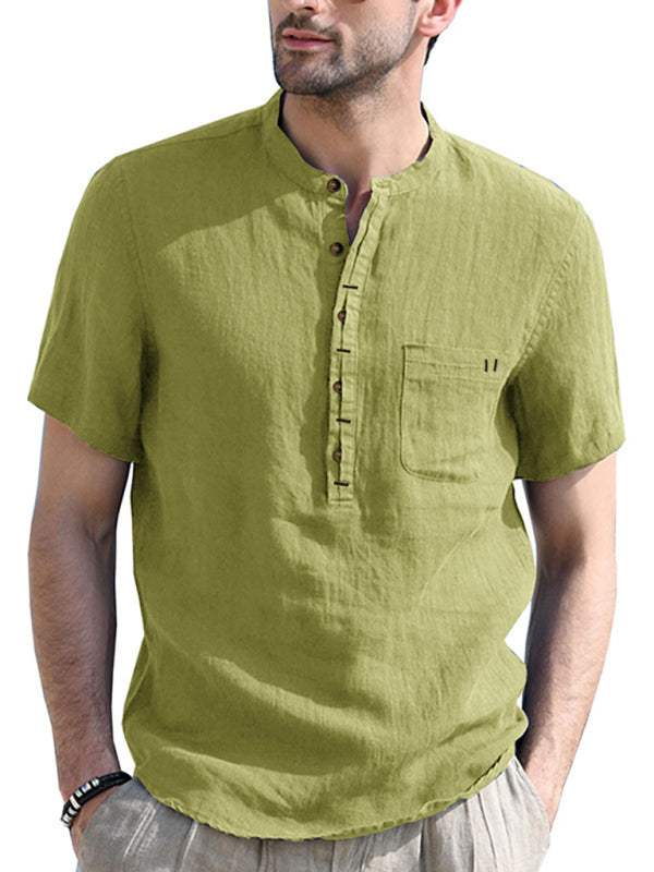 Breezy Linen-Cotton Short-Sleeve Shirt for Effortless Spring-Summer Style - MENLL