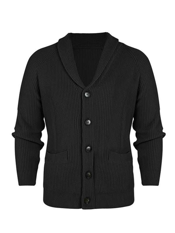Chic Men's Lapel Long Sleeve Knit Jacket - Cozy Fashion Sweater for Autumn-Winter