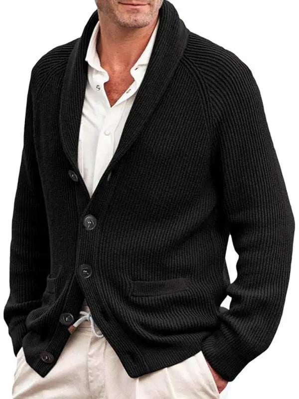 Chic Men's Lapel Long Sleeve Knit Jacket - Cozy Fashion Sweater for Autumn-Winter - MENLL