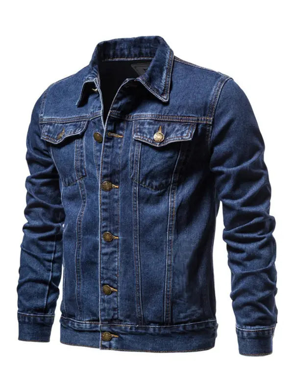 MENLL Red Denim Jacket Men's Outerwear Durable Comfort Fit Casual by MENLL