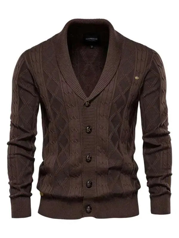 MENLL Beige Knit Cardigan Men's Fall/Winter Layering Essential Soft Design by MENLL
