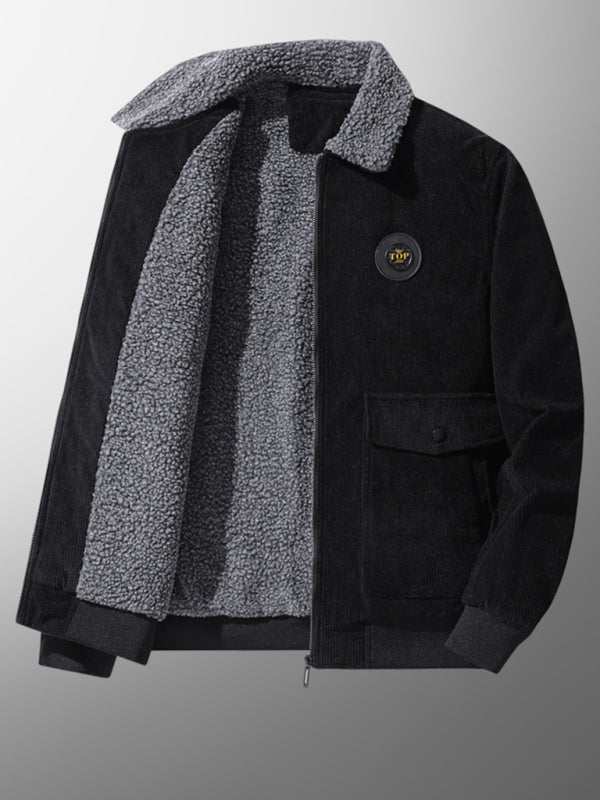 Chic Men's Lambswool-Lined Corduroy Jacket for Ultimate Warmth and Style - MENLL