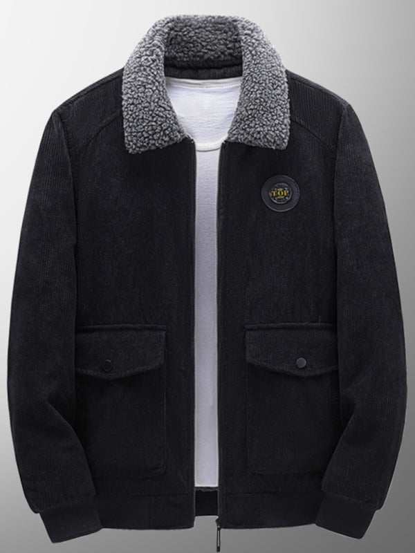 Chic Men's Lambswool-Lined Corduroy Jacket for Ultimate Warmth and Style - MENLL