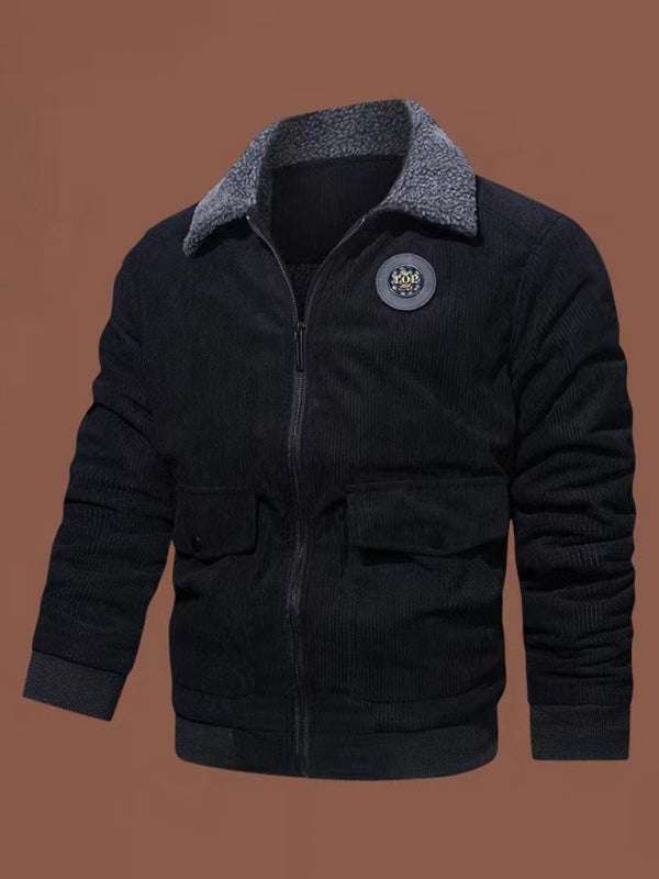 Chic Men's Lambswool-Lined Corduroy Jacket for Ultimate Warmth and Style - MENLL