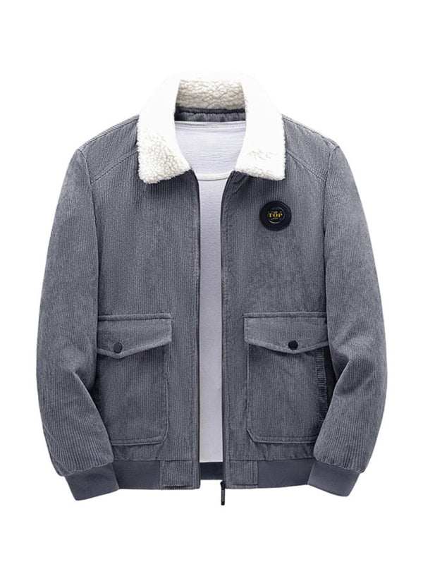 Chic Men's Lambswool-Lined Corduroy Jacket for Ultimate Warmth and Style - MENLL