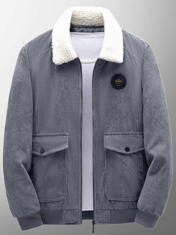 Chic Men's Lambswool-Lined Corduroy Jacket for Ultimate Warmth and Style - MENLL