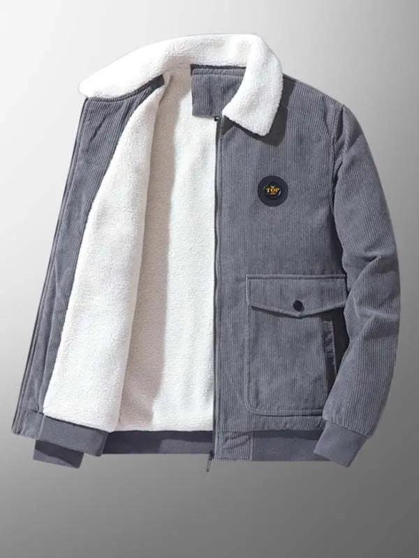 Chic Men's Lambswool-Lined Corduroy Jacket for Ultimate Warmth and Style - MENLL