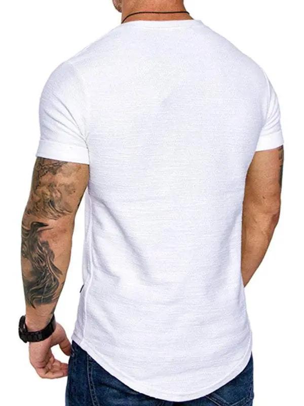 Bamboo Cotton Comfort: Classic Solid Round Neck Short-Sleeve T-Shirt for Men - MENLL