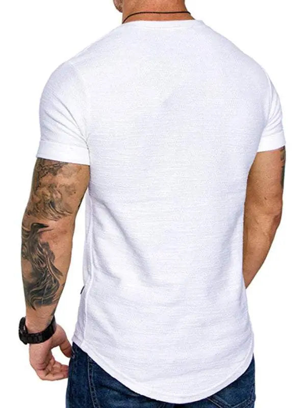 Bamboo Cotton Comfort: Classic Solid Round Neck Short-Sleeve T-Shirt for Men - MENLL