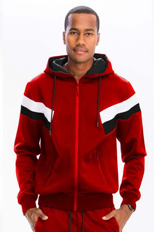 Chevron Stripe Full Zip Track Suit - MENLL