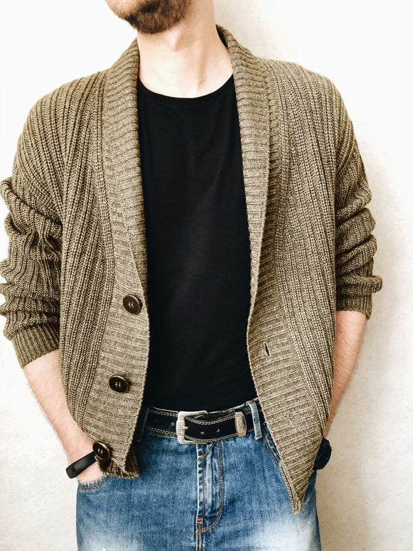 Chic Men's Open Front Ribbed Cardigan - Versatile Layering Essential for Every Season - MENLL