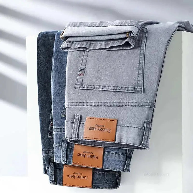 Ultimate Summer Comfort: Men's Gray Stretch Jeans for Effortless Style - MENLL