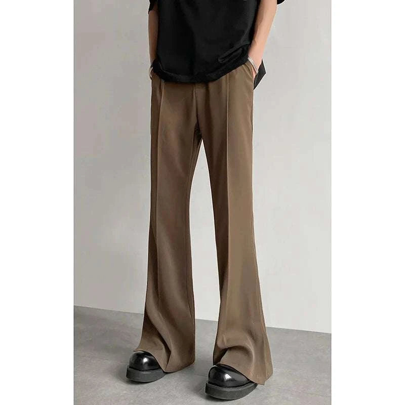 Brown Black Suit Pants Men Fashion Social Mens Dress Pants Korean Loose Casual Flared Pants Mens Office Formal Trousers M-2XL - MENLL
