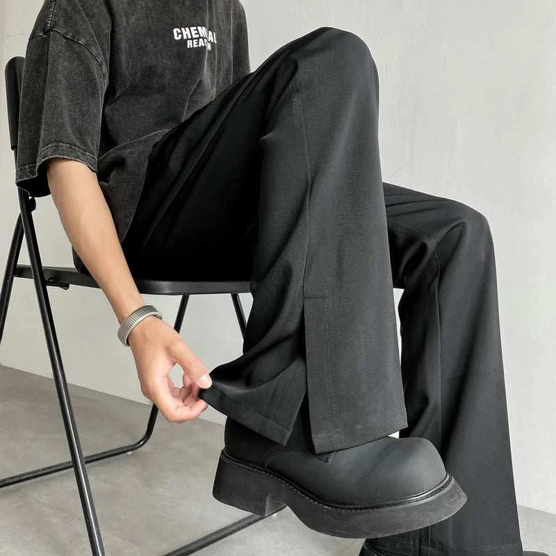 Brown Black Suit Pants Men Fashion Social Mens Dress Pants Korean Loose Casual Flared Pants Mens Office Formal Trousers M-2XL - MENLL